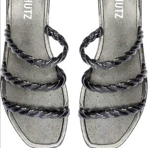NIB SCHUTZ Diana Braided Glitter Black Jelly Sandal sz 6/7 Braz 35/36 Eur 37/38